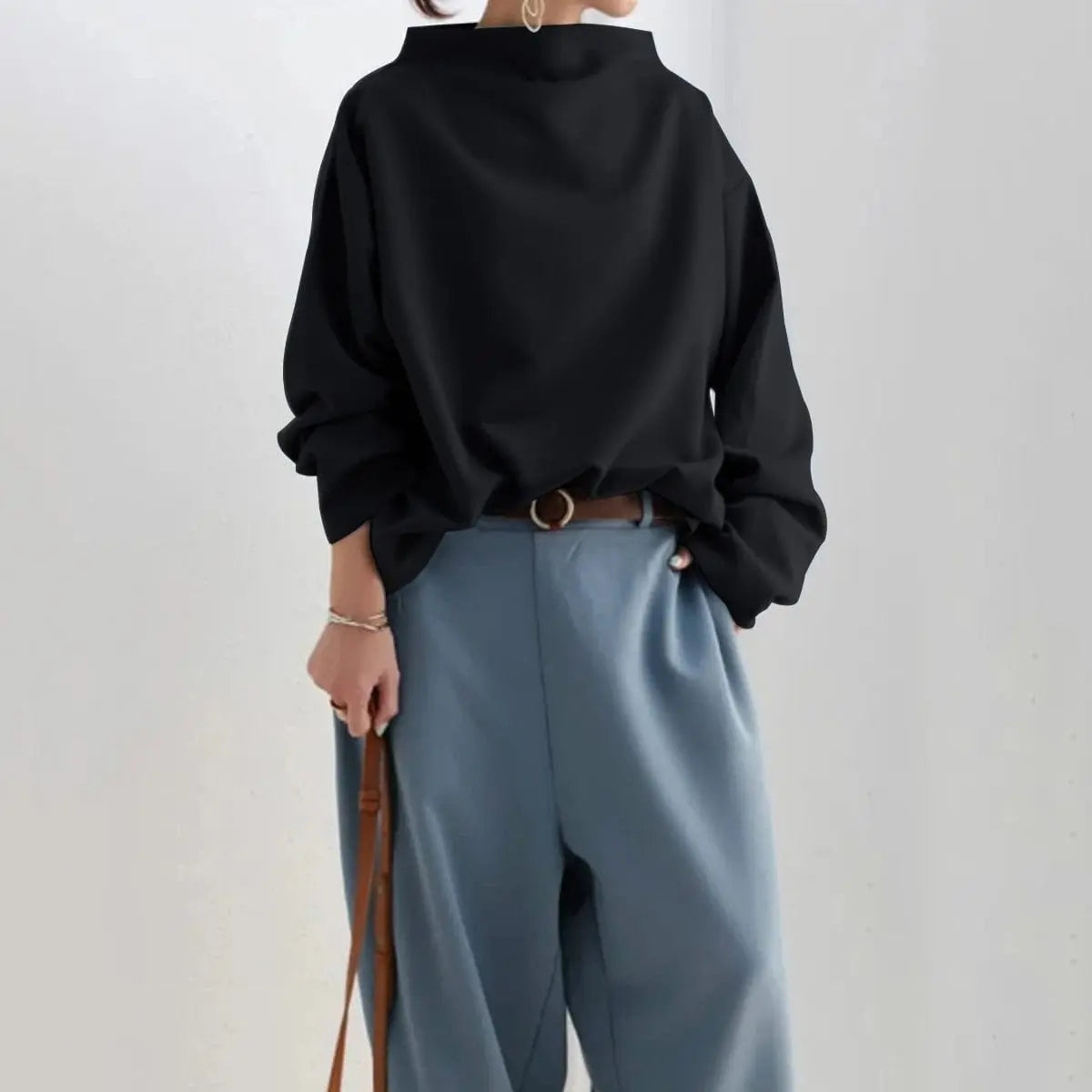 Women's Oversized Roll Neck Knit Top