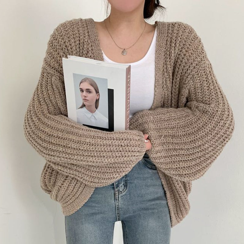 Women's Chunky Knit Open-Front Cardigan