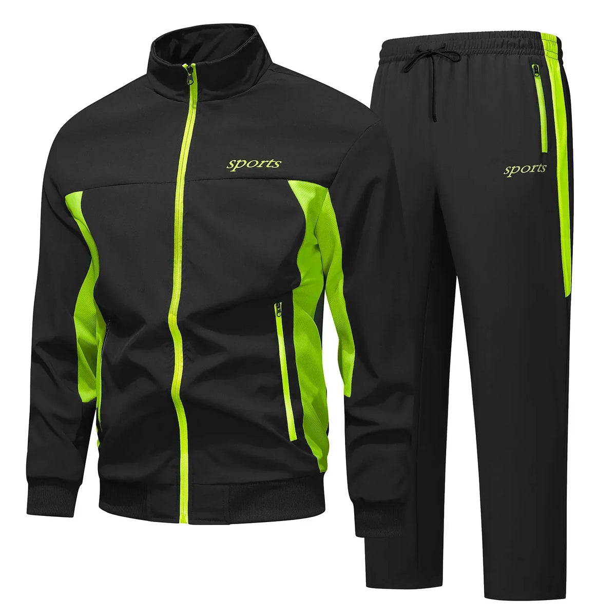Men's Two-Piece Tracksuit Set - Black