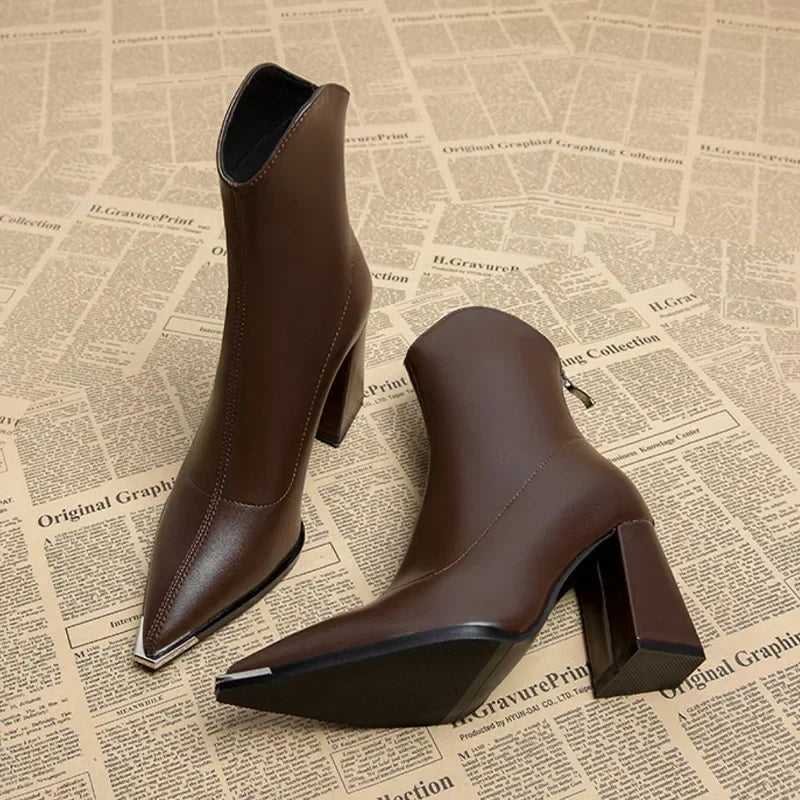 Women's Pointed-Toe Block Heel Ankle Boots