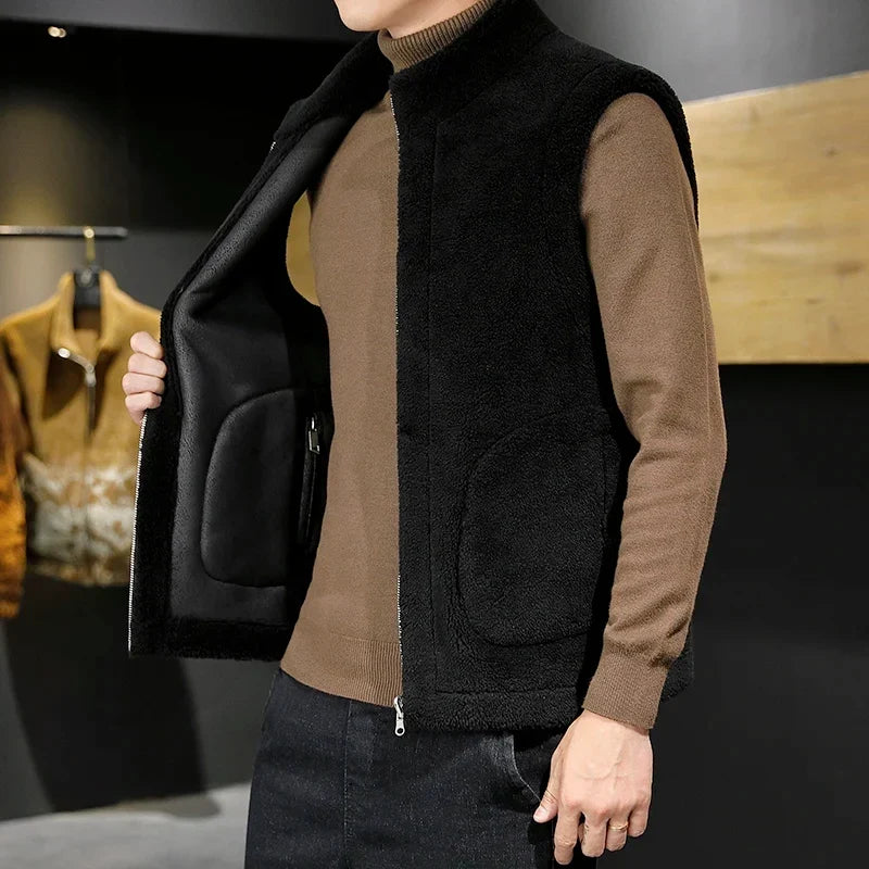 Men's Reversible Sherpa Fleece Stand-Collar Vest