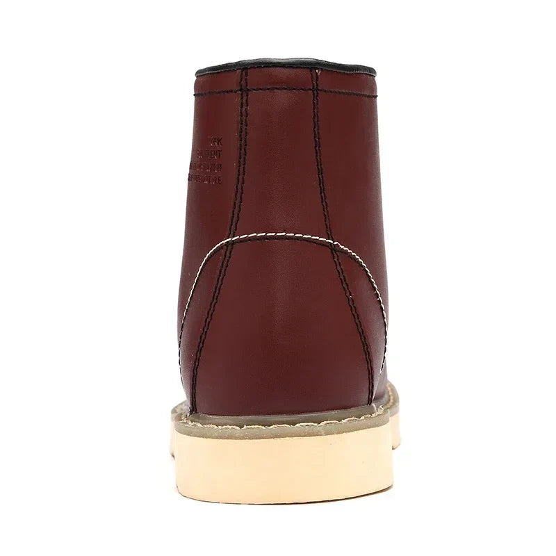 Men's Fur-Lined Leather Lace-Up Winter Snow Boots