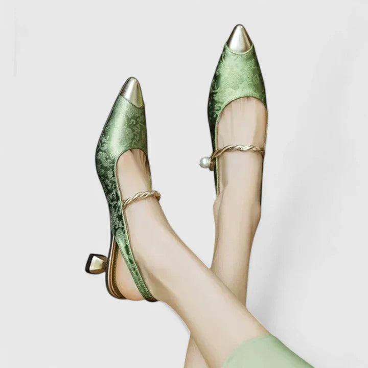 Women's Pearl Strap Orthopedic Kitten Heels