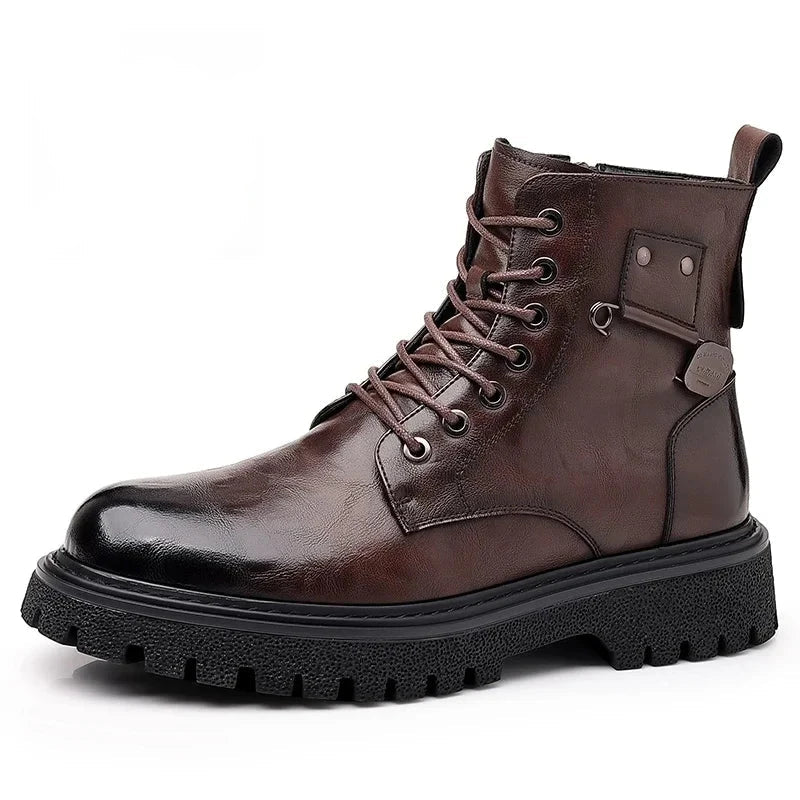 Men's Rugged All-Terrain Walking Boots with Anti-Slip Sole - Brown
