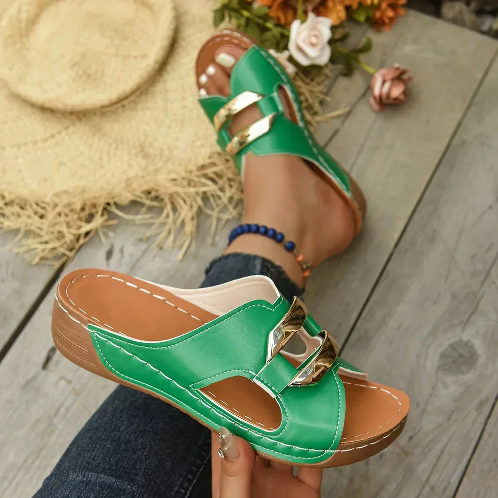 Women's Orthopedic Wedge Sandals with Non-Slip Sole - Green