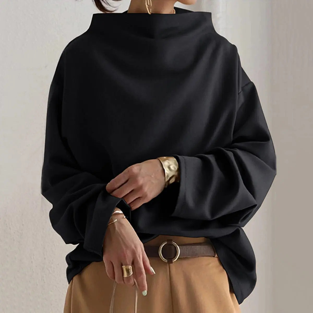 Women's Oversized Roll Neck Knit Top
