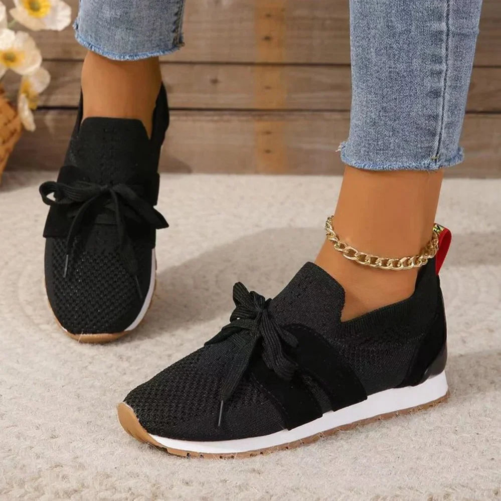 Women's Orthopedic Slip-On Sneakers with Lace Detail