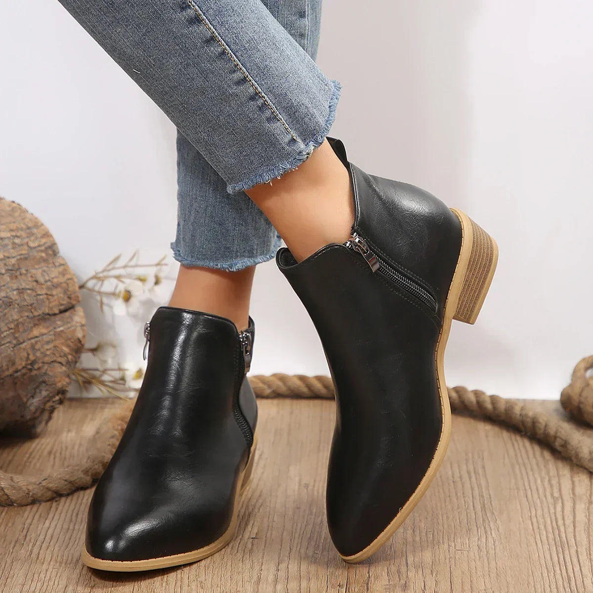 Women's Orthopedic Wide-Fit Side-Zip Ankle Boots