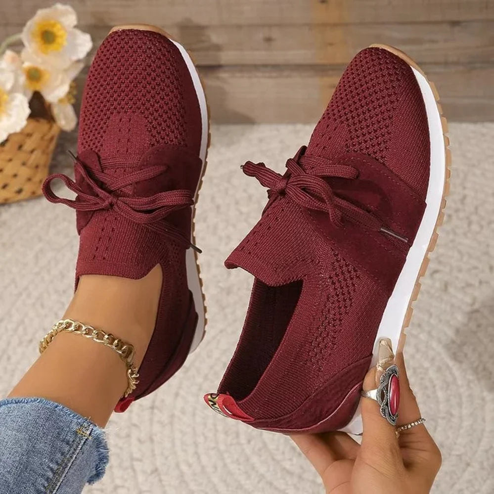 Women's Orthopedic Slip-On Sneakers with Lace Detail