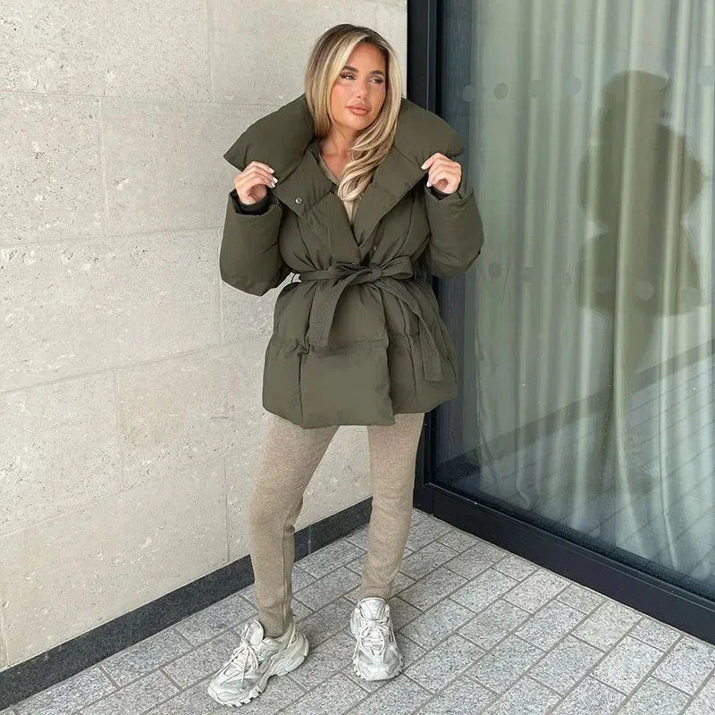 Women's Belted Puffer Jacket