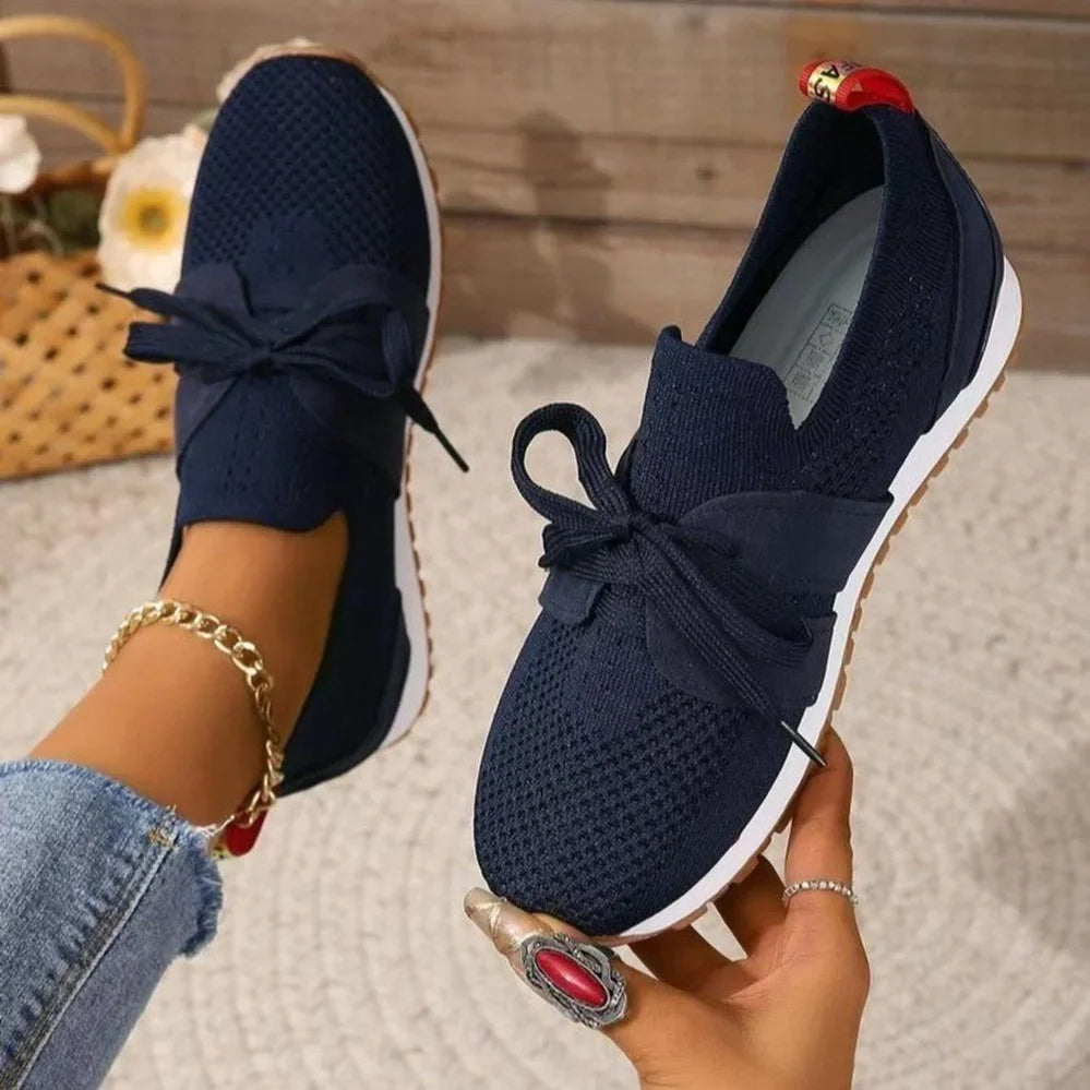 Women's Orthopedic Slip-On Sneakers with Lace Detail