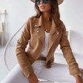 Women's Cropped Suede Asymmetric-Zip Moto Jacket - Beige