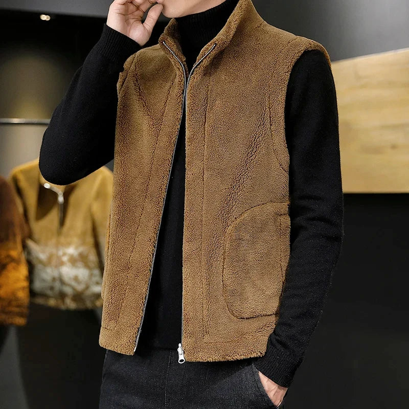 Men's Reversible Sherpa Fleece Stand-Collar Vest