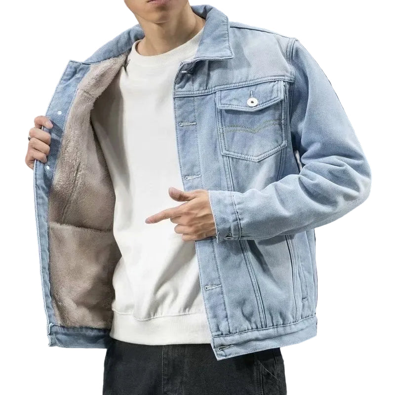 Men's Fleece-Lined Denim Trucker Jacket