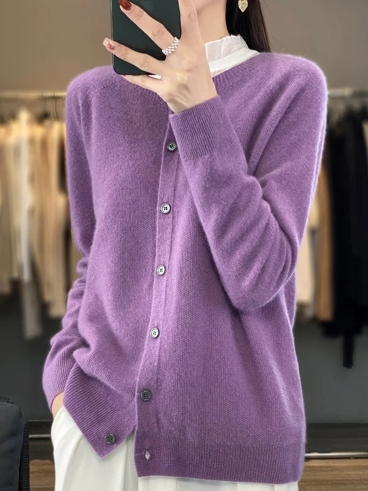 Women's Button-Front Relaxed Fit Cardigan