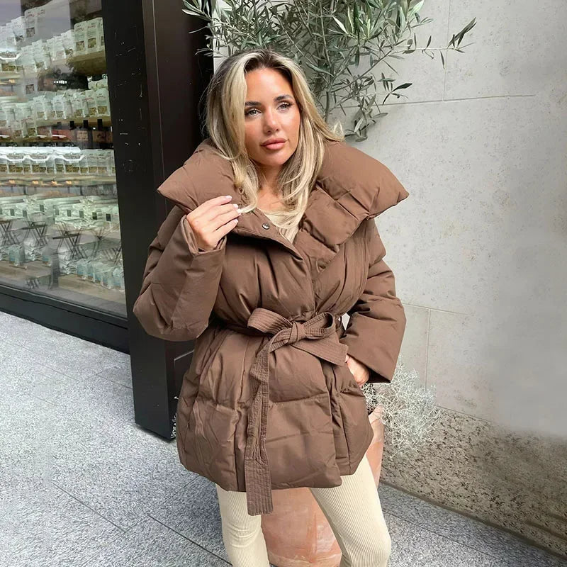 Women's Belted Puffer Jacket