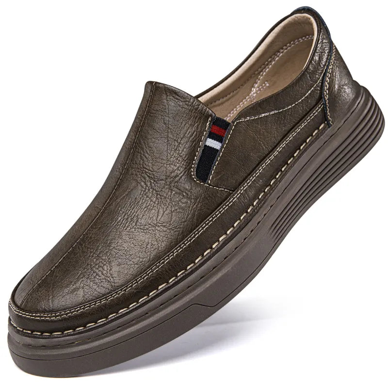 Women's Leather Slip-On Everyday Loafers - Brown