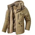 Women's Plush Lined Hooded Winter Parka with Drawcord Hood - Khaki