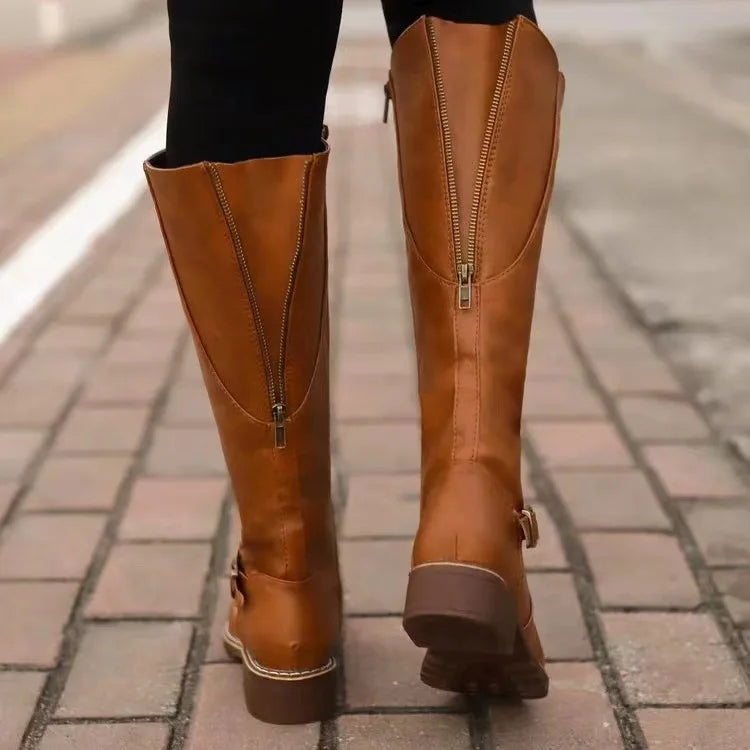 Women's Tall Leather Boots with Orthopedic Support