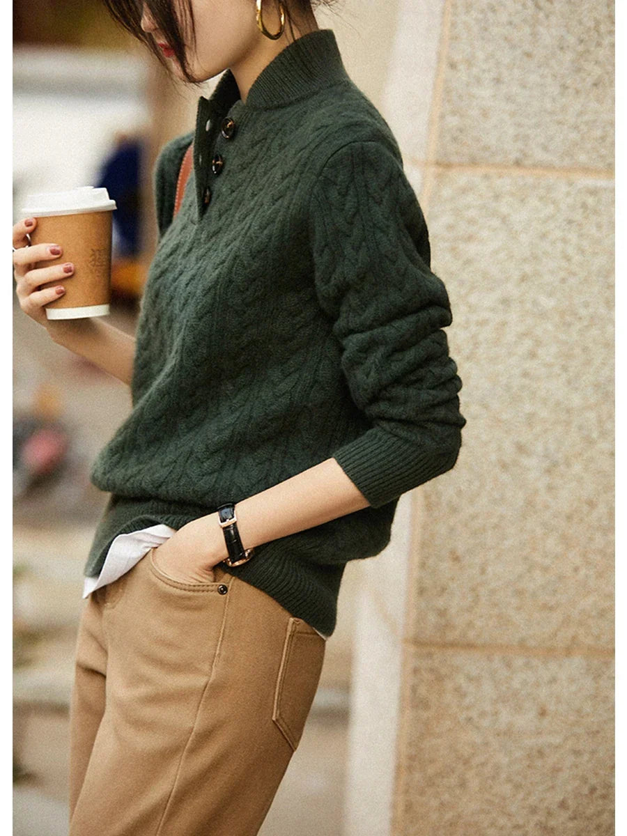 Women's Button-Up Cable Knit Sweater