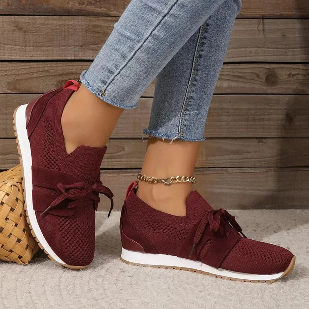 Women's Orthopedic Slip-On Sneakers with Lace Detail