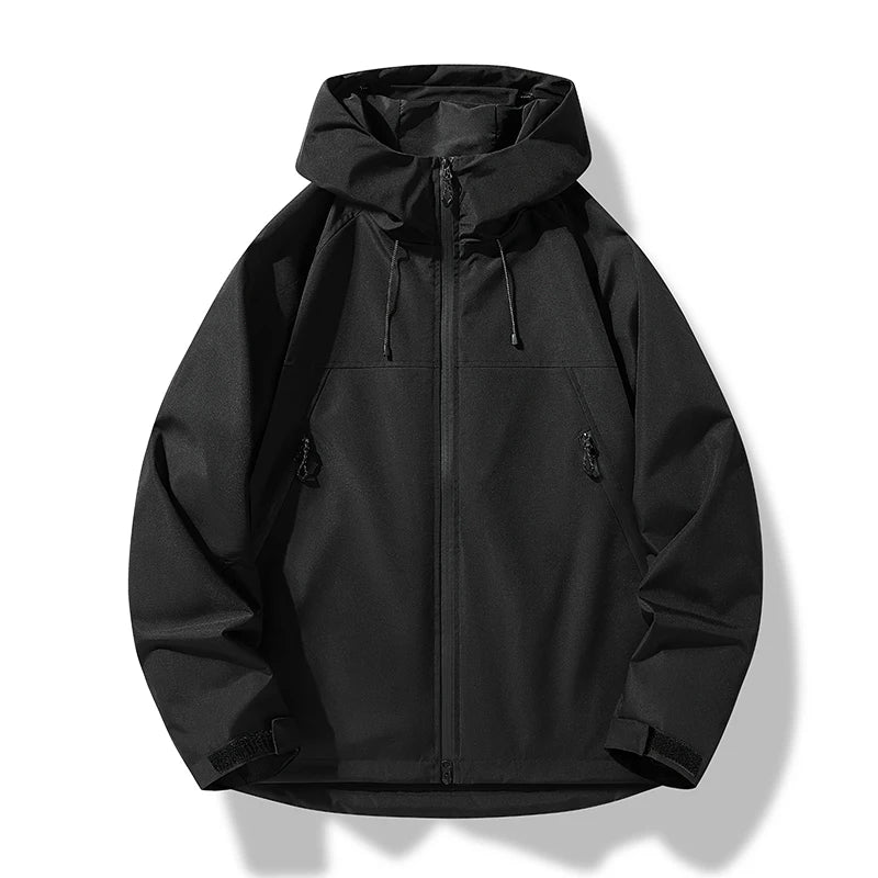 Men's Hooded Waterproof Rain Jacket - Black