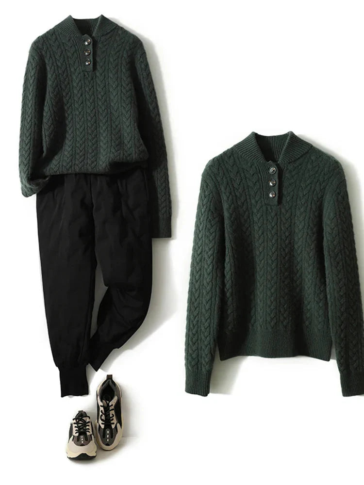 Women's Button-Up Cable Knit Sweater