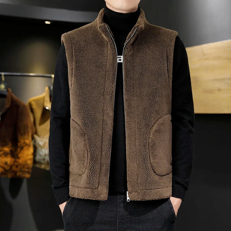 Men's Reversible Sherpa Fleece Stand-Collar Vest