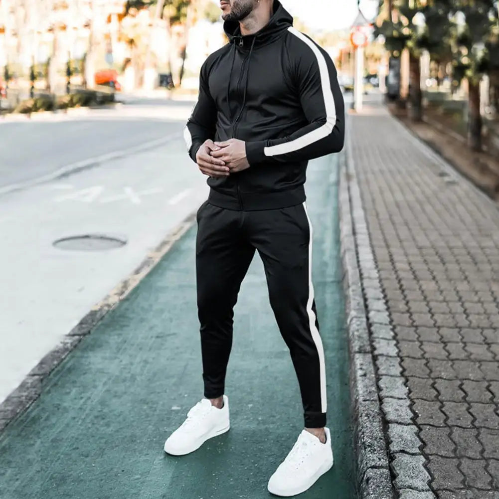 Men's Side Stripe Jacket and Trousers Tracksuit Set