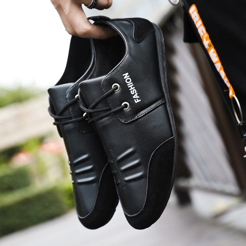 Men's Lace-Up Low-Top Sneakers - Black
