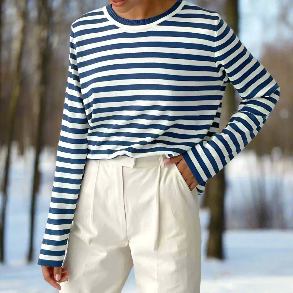 Women's Printed Long Sleeve Top Relaxed Everyday Layer for Cooler Days