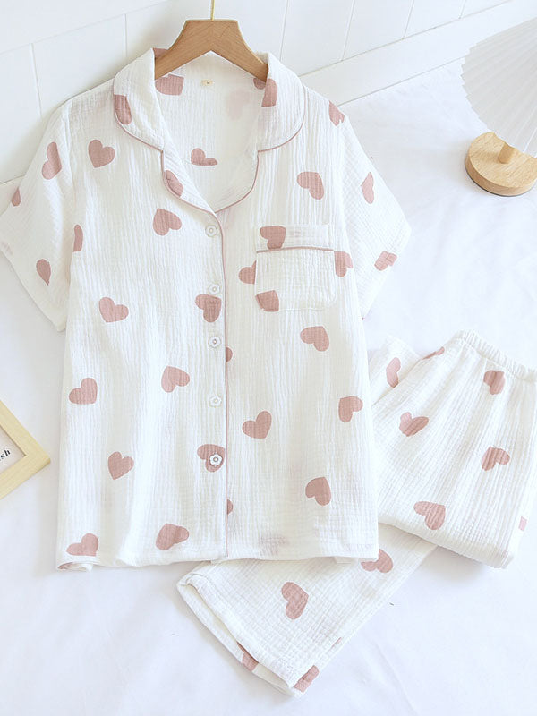 Women's Printed Button-Up Pajama Set