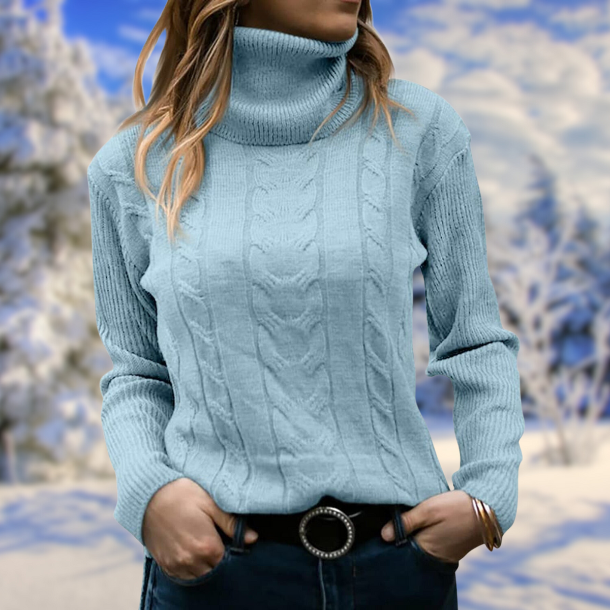 Women's Fitted Turtleneck Knit Sweater