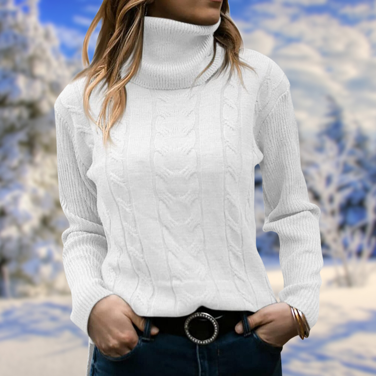 Women's Fitted Turtleneck Knit Sweater