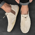Men's Leather Drawcord Loafers - Beige