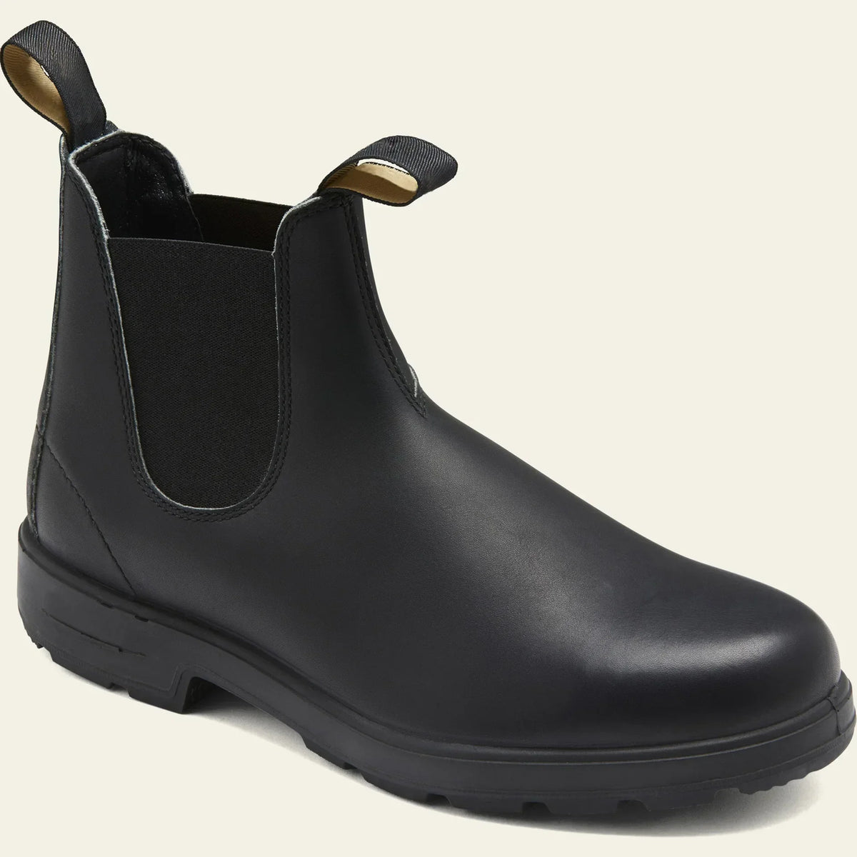 Men's Leather Chelsea Boots with Anti-Slip Treaded Sole - Black
