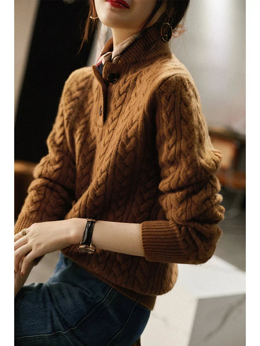 Women's Button-Up Cable Knit Sweater