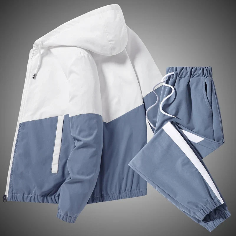 Men's Two-Piece Hooded Jacket and Jogger Tracksuit