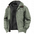 Men's Fleece-Lined Hooded Utility Zip Jacket - Sage Green