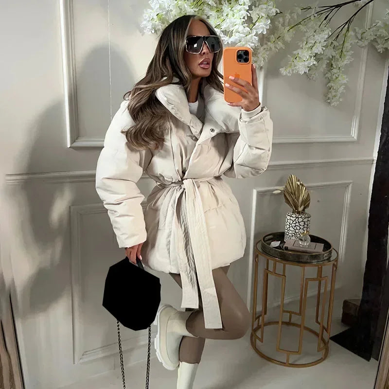 Women's Belted Puffer Jacket