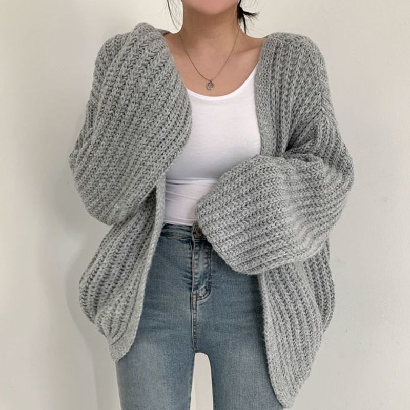 Women's Chunky Knit Open-Front Cardigan