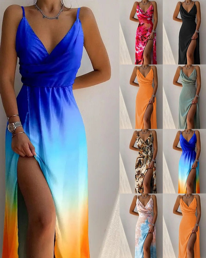 Women's Side-Slit Wrap Midi Dress