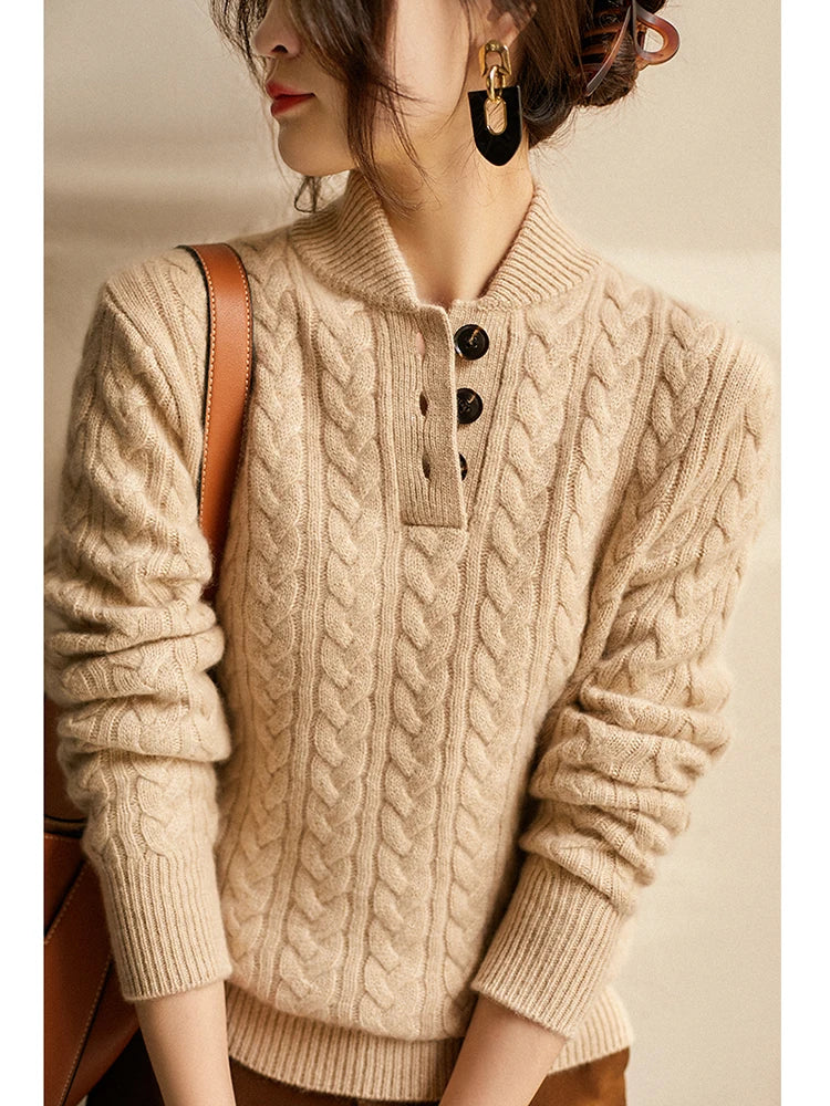 Women's Button-Up Cable Knit Sweater