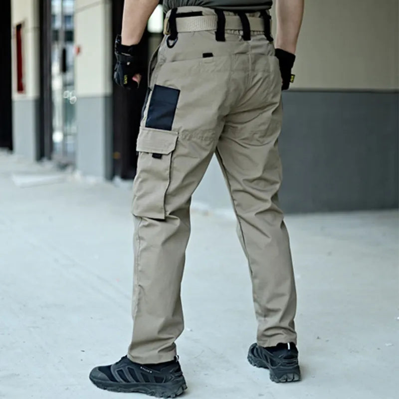 Men's Camouflage Ripstop Cargo Pants for Outdoor Wear - Khaki
