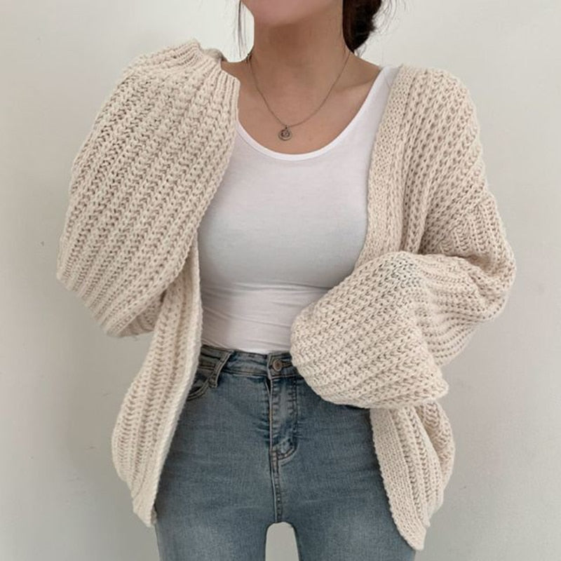 Women's Chunky Knit Open-Front Cardigan