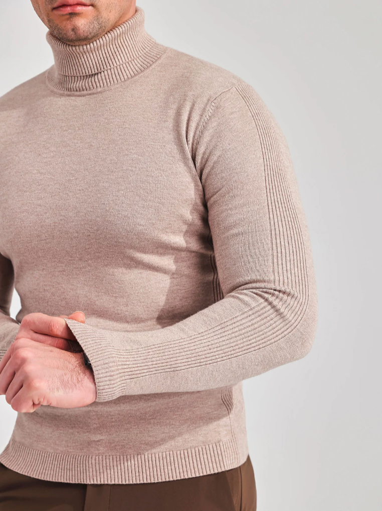 Men's Fine-Knit Turtleneck Sweater Slim Fit for Blazer Layering