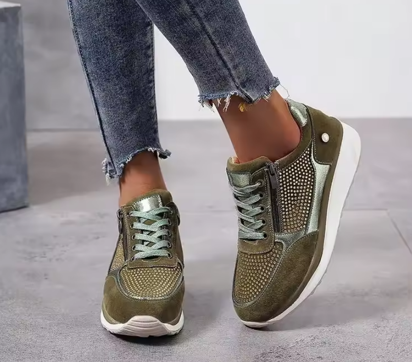 Women's Wide-Fit Arch Support Cushioned Sneakers - Green