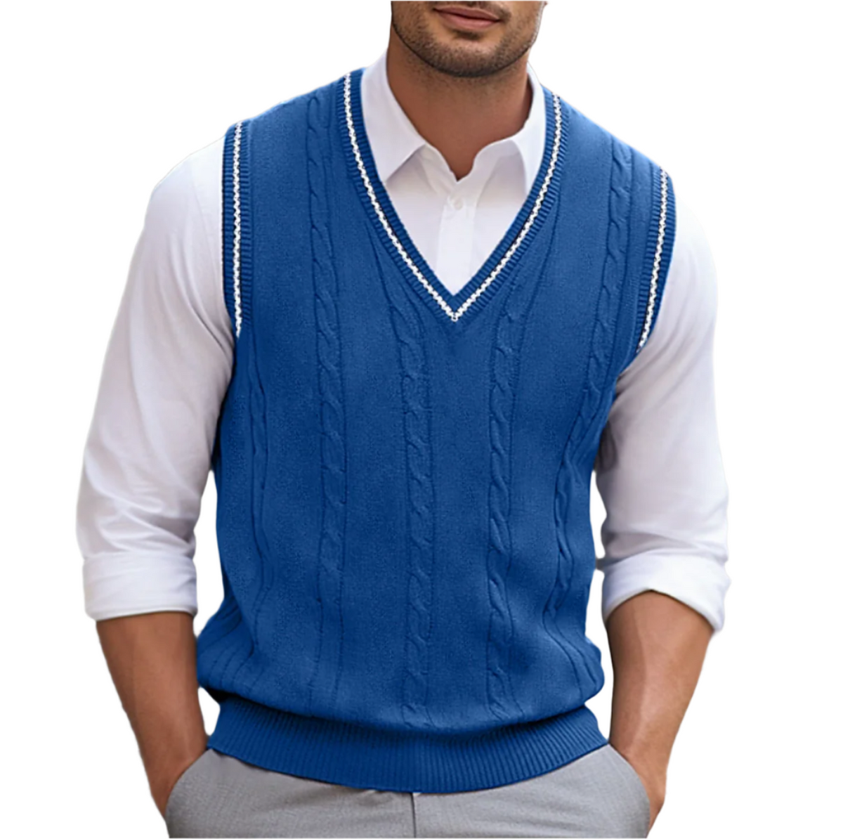 Men's Lightweight V-Neck Sweater Vest - Blue