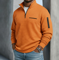 Men's Casual Long Sleeve Waffle Knit Sweater - Orange