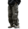 Men's Waterproof Adjustable Hem Relaxed Cargo Trousers - Dark Gray